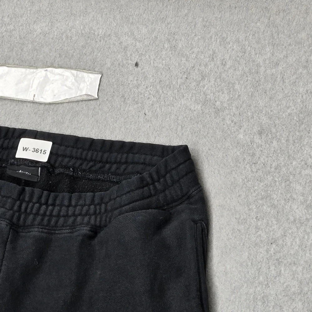 Stussy Men Activewear Pants M Black Embroidered Sweatpants Fleece READ